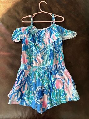 Lilly Pulitzer Pastel Blue Pink & Mint Floral Off-Shoulder Top